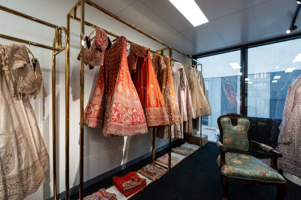Bridal lehengas on display at Queenz Closet