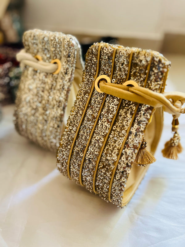 Gold Sequin Party Potli Bag