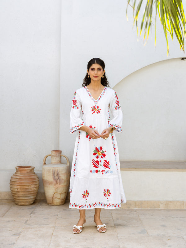 Ivory Garden Embroidered Maxi Dress