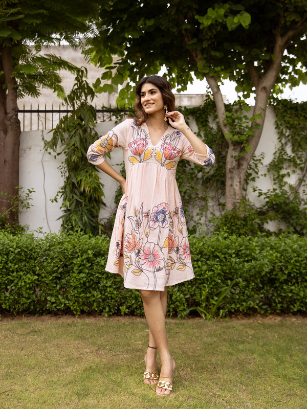 Pastel Pink Embroidery Dress