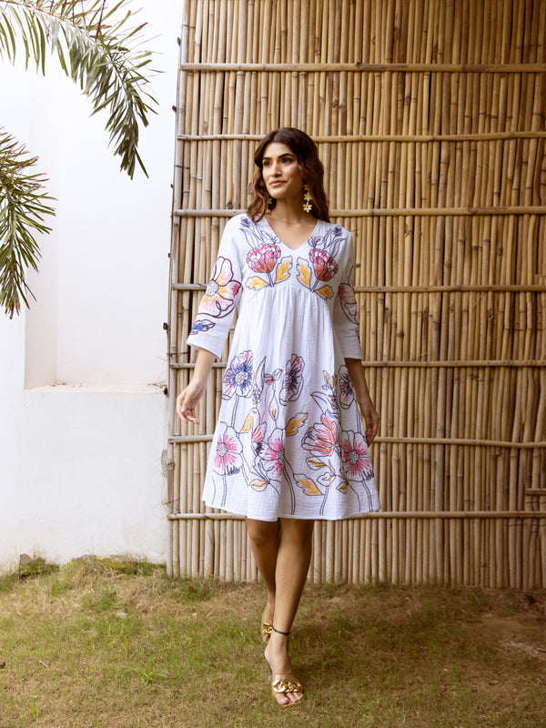 White Embroidery Dress